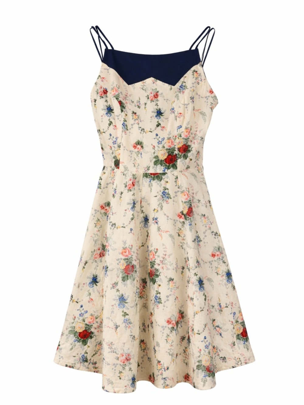 Annie 50th Anniversary Floral Dress with Navy Trim flowers Laura Ashley vintage
